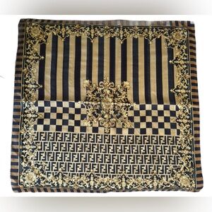 Vintage Fendi Monogram Handkerchief 23x22.5 in, Gold,